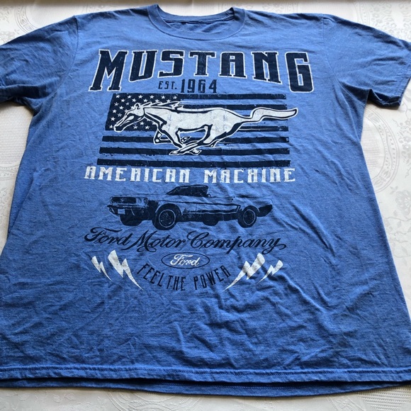 Mustang Ford Est. 1964 Blue Printed Vintage T-Shirt Men’s Size XL Classic Tee - Picture 12 of 14